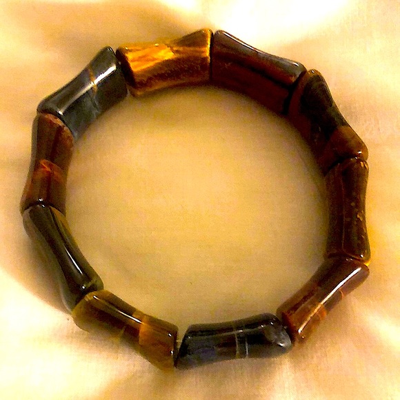 South African Large tiger eye natural stone stretch bracelet - Picture 1 of 4